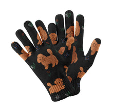 Load image into Gallery viewer, Flower Garden Doodle Love Touch Screen Gloves-Accessories-Accessories, Dog Dad Gifts, Dog Mom Gifts, Gloves-Black-1