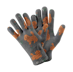 Flower Garden Doodle Love Touch Screen Gloves-Accessories-Accessories, Dog Dad Gifts, Dog Mom Gifts, Gloves-Gray-5