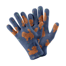 Load image into Gallery viewer, Flower Garden Doodle Love Touch Screen Gloves-Accessories-Accessories, Dog Dad Gifts, Dog Mom Gifts, Gloves-Navy-4