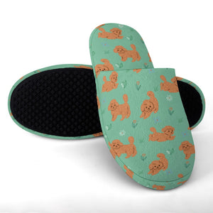 Flower Garden Doodle Love Women's Cotton Mop Slippers-23