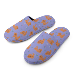 Flower Garden Doodle Love Women's Cotton Mop Slippers-26