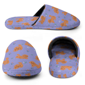 Flower Garden Doodle Love Women's Cotton Mop Slippers-28