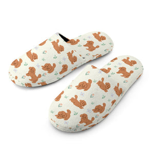 Flower Garden Doodle Love Women's Cotton Mop Slippers-3