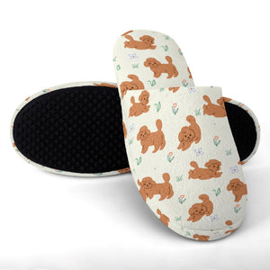 Flower Garden Doodle Love Women's Cotton Mop Slippers-5