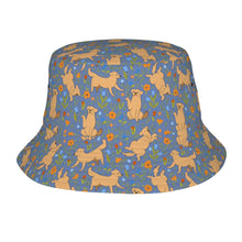 Load image into Gallery viewer, Flower Garden Golden Retriever Bucket Hat-Hats &amp; Caps-Accessories,Dog Dad Gifts,Dog Mom Gifts,Golden Retriever,Hats-Slate Blue-One Size-49