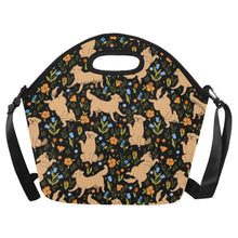 Load image into Gallery viewer, Flower Garden Golden Retriever Neoprene Lunch Bag-Black-ONESIZE-41