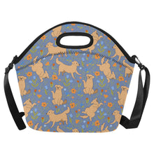 Load image into Gallery viewer, Flower Garden Golden Retriever Neoprene Lunch Bag-CornflowerBlue-ONESIZE-21