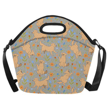 Load image into Gallery viewer, Flower Garden Golden Retriever Neoprene Lunch Bag-DarkGray-ONESIZE-35