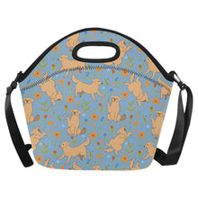 Load image into Gallery viewer, Flower Garden Golden Retriever Neoprene Lunch Bag-LightSkyBlue-ONESIZE-16