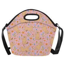 Load image into Gallery viewer, Flower Garden Golden Retriever Neoprene Lunch Bag-Pink-ONESIZE-5