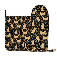 Load image into Gallery viewer, Flower Garden Golden Retriever Oven Mitts and Pot Holder Set-Kitchen Decor-Accessories,Dog Mom Gifts,Golden Retriever-5