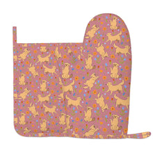 Load image into Gallery viewer, Flower Garden Golden Retriever Oven Mitts and Pot Holder Set-Kitchen Decor-Accessories,Dog Mom Gifts,Golden Retriever-1