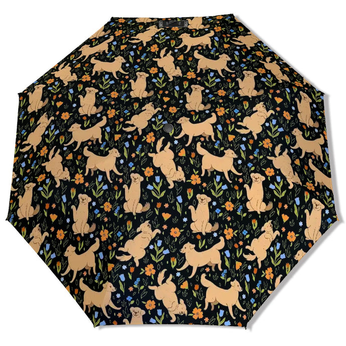 Flower Garden Golden Retriever Umbrella-Accessories-Accessories,Dog Mom Gifts,Golden Retriever,Umbrella-1
