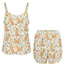 Load image into Gallery viewer, Flower Garden Golden Retriever Women&#39;s Cami and Shorts Pajama Set-9