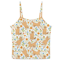 Load image into Gallery viewer, Flower Garden Golden Retriever Women&#39;s Cami and Shorts Pajama Set-1