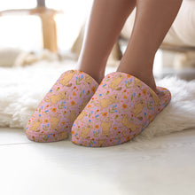 Load image into Gallery viewer, Flower Garden Golden Retriever Women's Cotton Mop Slippers-11