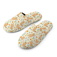 Load image into Gallery viewer, Flower Garden Golden Retriever Women's Cotton Mop Slippers-3