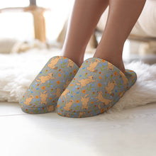 Load image into Gallery viewer, Flower Garden Golden Retriever Women's Cotton Mop Slippers-41