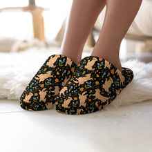 Load image into Gallery viewer, Flower Garden Golden Retriever Women's Cotton Mop Slippers-45