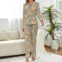 Load image into Gallery viewer, Flower Garden Golden Retrievers Pajamas Set for Women-Pajamas-Apparel, Golden Retriever, Pajamas-10