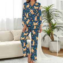 Load image into Gallery viewer, Flower Garden Golden Retrievers Pajamas Set for Women-Pajamas-Apparel, Golden Retriever, Pajamas-5