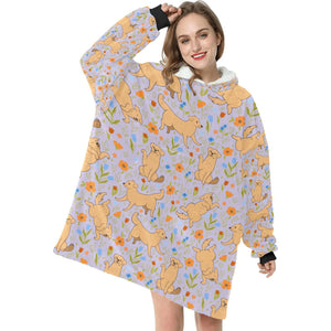 Flower Garden Labrador Love Blanket Hoodie for Women - 6 Colors-Apparel-Apparel, Blankets, Hoodie, Labrador-Lavender-9