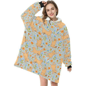 Flower Garden Labrador Love Blanket Hoodie for Women - 6 Colors-Apparel-Apparel, Blankets, Hoodie, Labrador-Light Gray-11