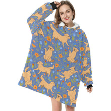Load image into Gallery viewer, Flower Garden Labrador Love Blanket Hoodie for Women - 4 Colors-Apparel-Apparel, Blankets, Labrador-Blue-3