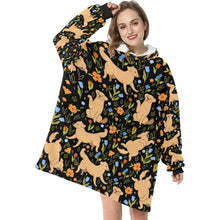 Load image into Gallery viewer, Flower Garden Labrador Blanket Hoodie for Women-Apparel-Apparel, Blankets-12