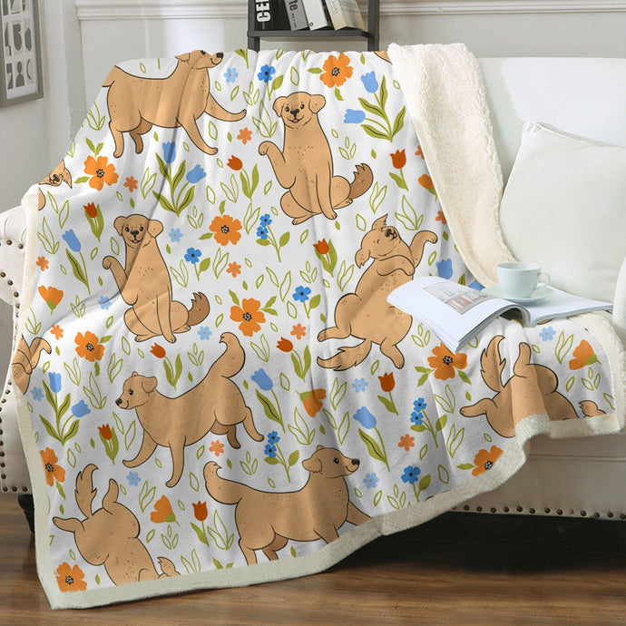 Flower Garden Labrador Love Soft Warm Fleece Blanket - 4 Colors-Blanket-Blankets, Home Decor, Labrador-Ivory-Small-1
