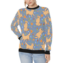 Load image into Gallery viewer, Flower Garden Labrador Women&#39;s Sweatshirt-Apparel-Apparel, Labrador, Sweatshirt-CornflowerBlue-XS-15