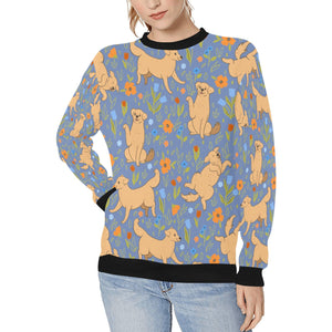 Flower Garden Labrador Women's Sweatshirt-Apparel-Apparel, Labrador, Sweatshirt-CornflowerBlue-XS-15