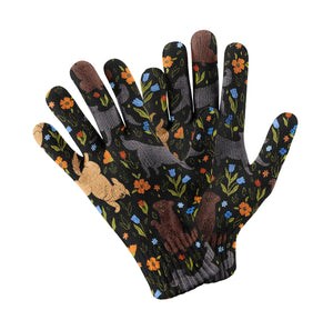 Flower Garden Labradors Touch Screen Gloves-Accessories-Accessories, Dog Dad Gifts, Dog Mom Gifts, Gloves, Labrador-Black-5