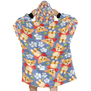 Flower Garden Long Hair Chihuahua Love Blanket Hoodie for Women-Apparel-Apparel, Blankets-12