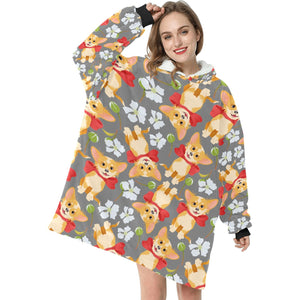 Flower Garden Long Hair Chihuahua Love Blanket Hoodie for Women-Apparel-Apparel, Blankets-13