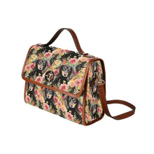 Load image into Gallery viewer, Flower Garden Long Haired Black and Tan Dachshunds Shoulder Purse Bag-Accessories, Bags, Purse-Black2-ONE SIZE-4