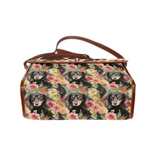 Load image into Gallery viewer, Flower Garden Long Haired Black and Tan Dachshunds Shoulder Purse Bag-Accessories-Accessories, Bags, Dachshund, Purse-One Size-5