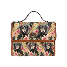 Load image into Gallery viewer, Flower Garden Long Haired Black and Tan Dachshunds Shoulder Purse Bag-Accessories-Accessories, Bags, Dachshund, Purse-One Size-6