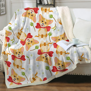 Flower Garden Long Haired Fawn Chihuahua Soft Warm Fleece Blanket - 4 Colors-Blanket-Blankets, Chihuahua, Home Decor-13