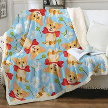 Load image into Gallery viewer, Flower Garden Long Haired Fawn Chihuahua Soft Warm Fleece Blanket - 4 Colors-Blanket-Blankets, Chihuahua, Home Decor-15