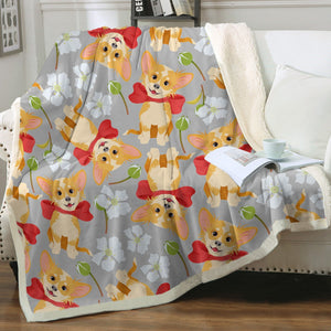 Flower Garden Long Haired Fawn Chihuahua Soft Warm Fleece Blanket - 4 Colors-Blanket-Blankets, Chihuahua, Home Decor-16