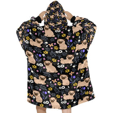 Load image into Gallery viewer, Flower Garden Pug Love Blanket Hoodie for Women - 5 Colors-Apparel-Apparel, Blankets, Hoodie, Pug-10
