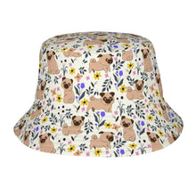 Load image into Gallery viewer, Flower Garden Pug Bucket Hat-Hats &amp; Caps-Ivory White-One Size-1