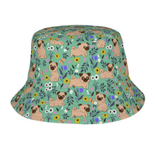 Load image into Gallery viewer, Flower Garden Pug Bucket Hat-Hats &amp; Caps-Mint Green-One Size-41