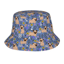 Load image into Gallery viewer, Flower Garden Pug Bucket Hat-Hats &amp; Caps-Slate Blue-One Size-33