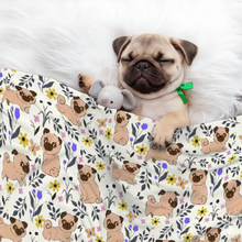 Load image into Gallery viewer, Flower Garden Pug Dog Blanket-Pet Furniture-Blanket for Dogs,Blankets,Home Decor,Pug-1