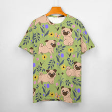 Load image into Gallery viewer, Flower Garden Pug Love All Over Print Women&#39;s Cotton T-Shirt - 4 Colors-Apparel-Apparel, Pug, Shirt, T Shirt-14
