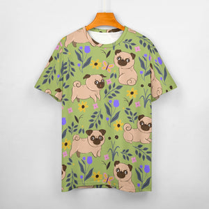 Flower Garden Pug Love All Over Print Women's Cotton T-Shirt - 4 Colors-Apparel-Apparel, Pug, Shirt, T Shirt-14