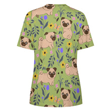 Load image into Gallery viewer, Flower Garden Pug Love All Over Print Women&#39;s Cotton T-Shirt - 4 Colors-Apparel-Apparel, Pug, Shirt, T Shirt-16