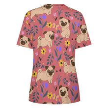 Load image into Gallery viewer, Flower Garden Pug Love All Over Print Women&#39;s Cotton T-Shirt - 4 Colors-Apparel-Apparel, Pug, Shirt, T Shirt-5